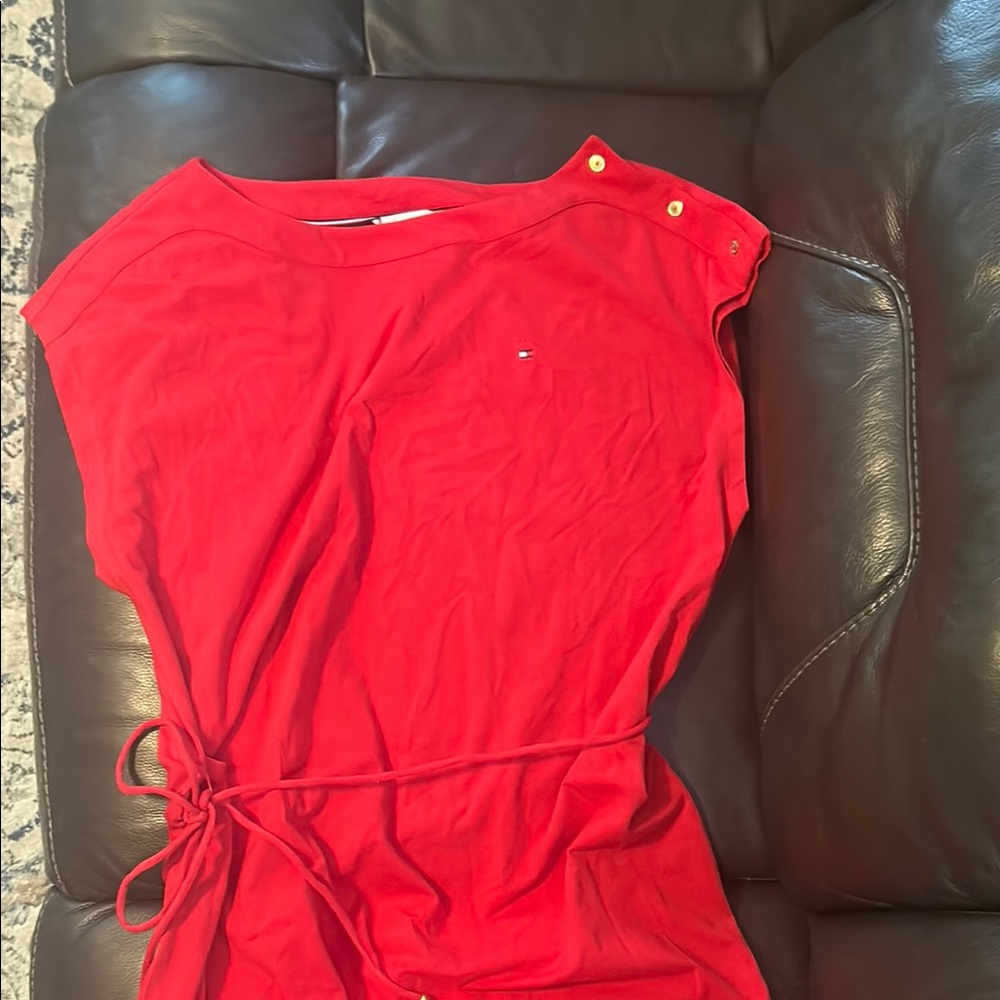 Tommy Hilfiger Vibrant Red Dress with Shoulder Buttons